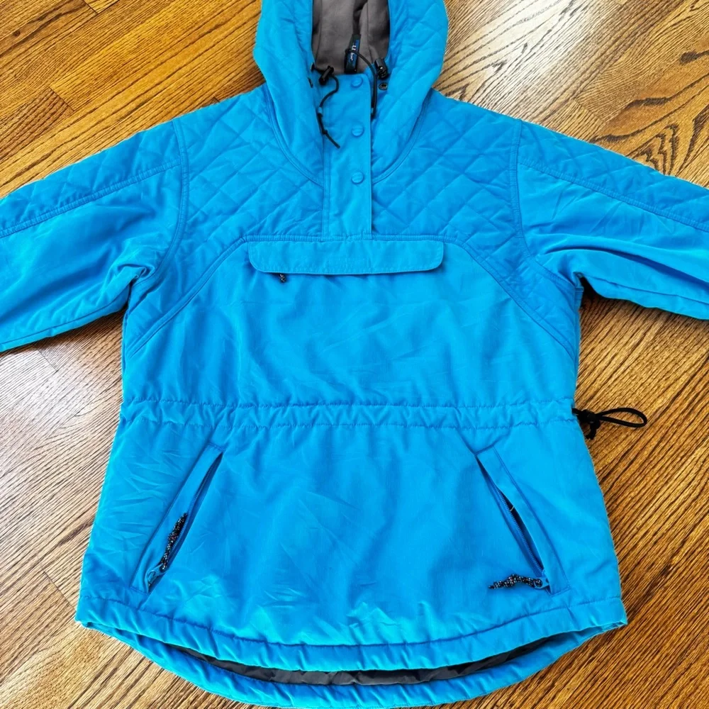 LL‎ BEAN Size S petite Vintage Blue Hooded Parka Coat Jacket CR27 missing fur